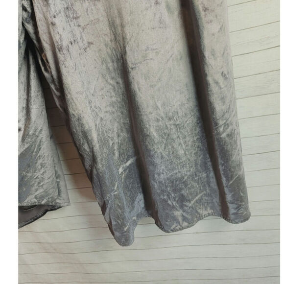 Anthropologie Maeve Crushed Velvet Wide Leg Jumpsuit in Silver Gray, sz Small - Picture 7 of 16
